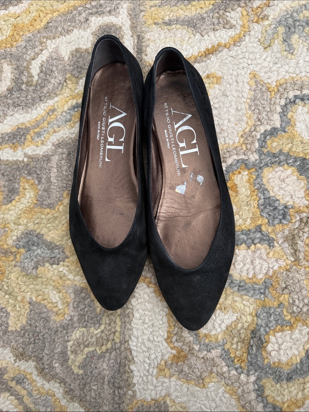 AGL Black Suede Pointed-Toe Flats